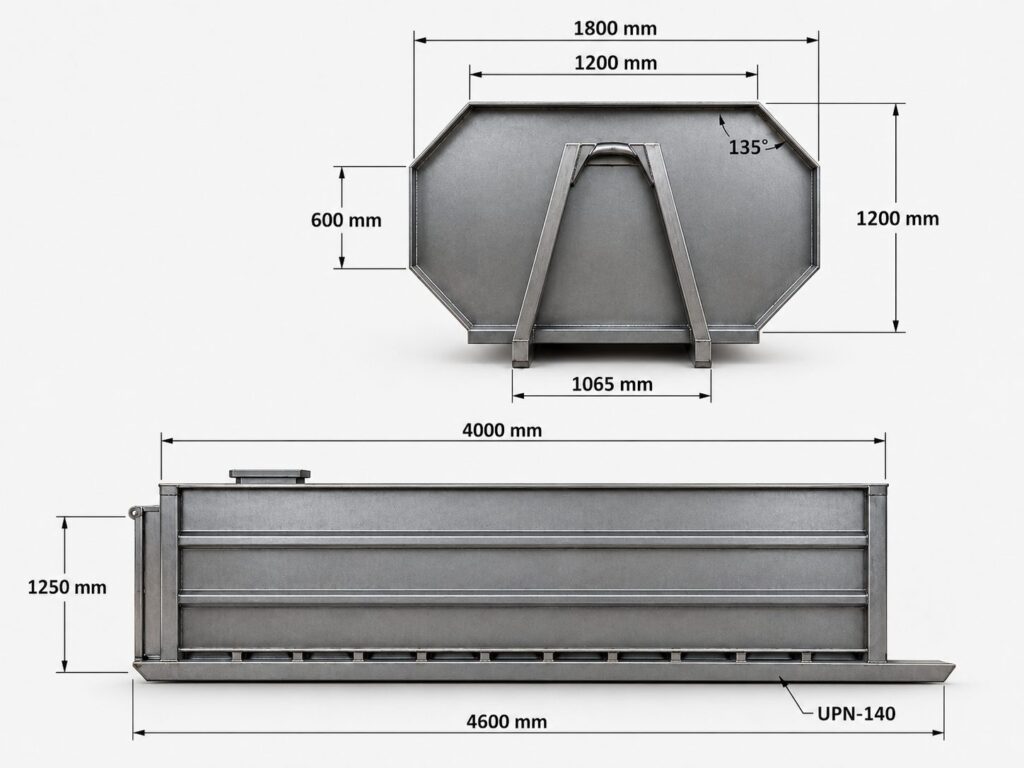 Dimensiones contenedor JIMECA 8000 kg