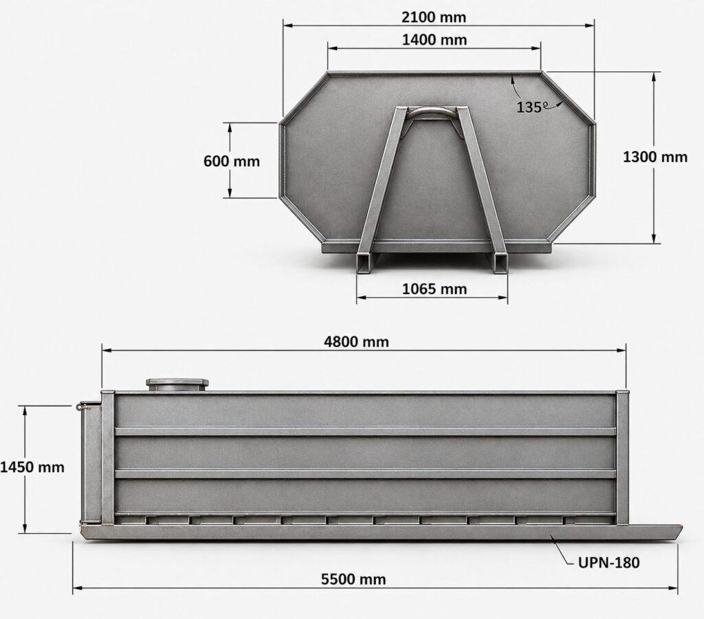 Dimensiones contenedor JIMECA 12000 kg