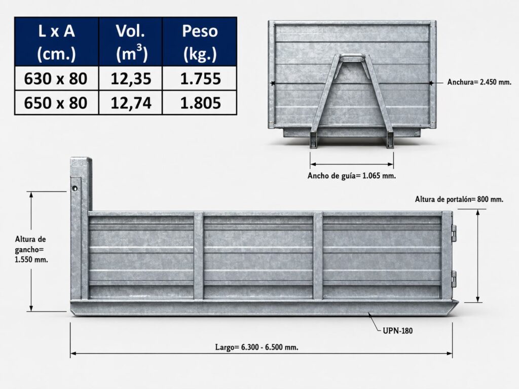 Dimensiones contenedor JIMECA 16000 kg