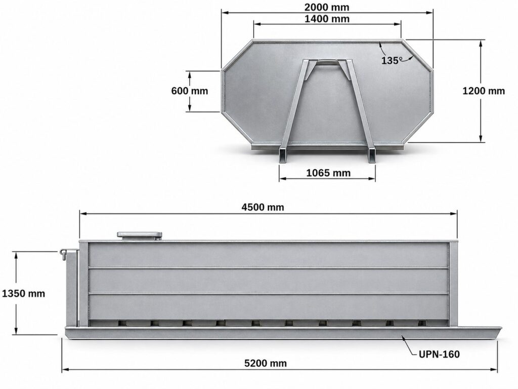 Dimensiones contenedor JIMECA 10000 kg